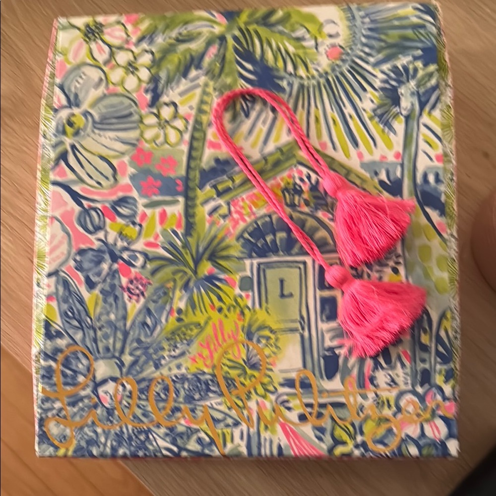 Lilly Pulitzer Colorful Box with Pink Tassels